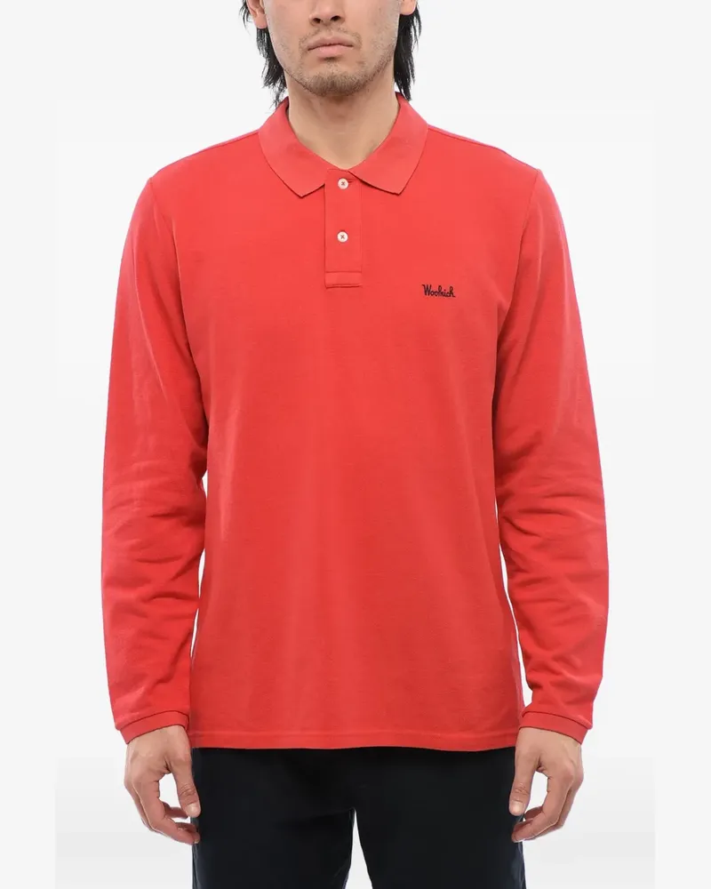 Woolrich embroidered long-sleeve polo shirt - Rot Rot
