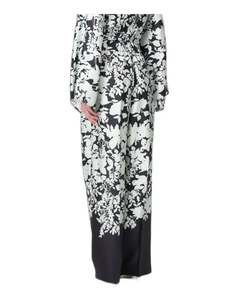 AGNONA floral-print trousers - Schwarz Schwarz