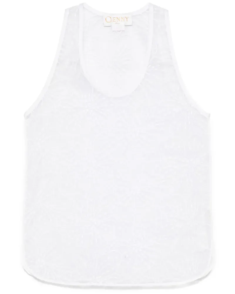 Genny Organza-Tanktop mit Blumenstickerei - Weiß Weiß
