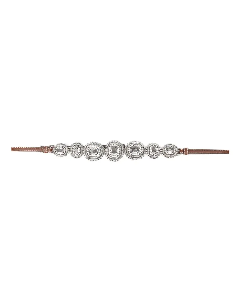 Ermanno Scervino crystal-embellished leather belt - Braun Braun