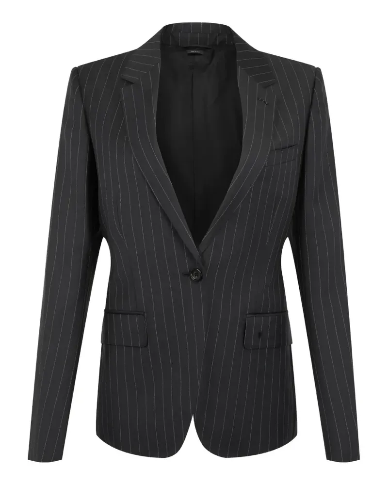 Tom Ford Einreihige Jacke mit Kreidestreifen - Schwarz Schwarz
