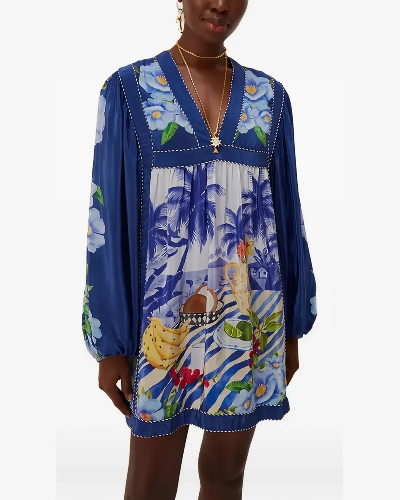 FARM Rio V-neck mini dress - Blau Blau