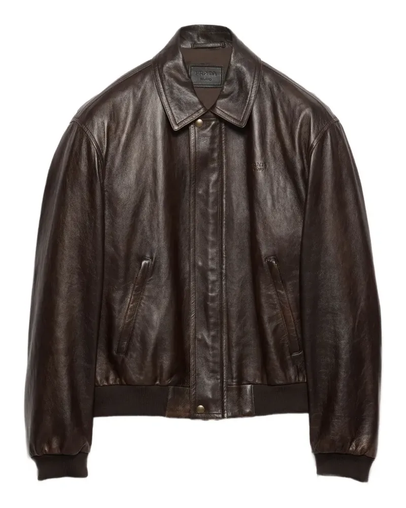 Prada nappa-leather bomber jacket - Braun Braun