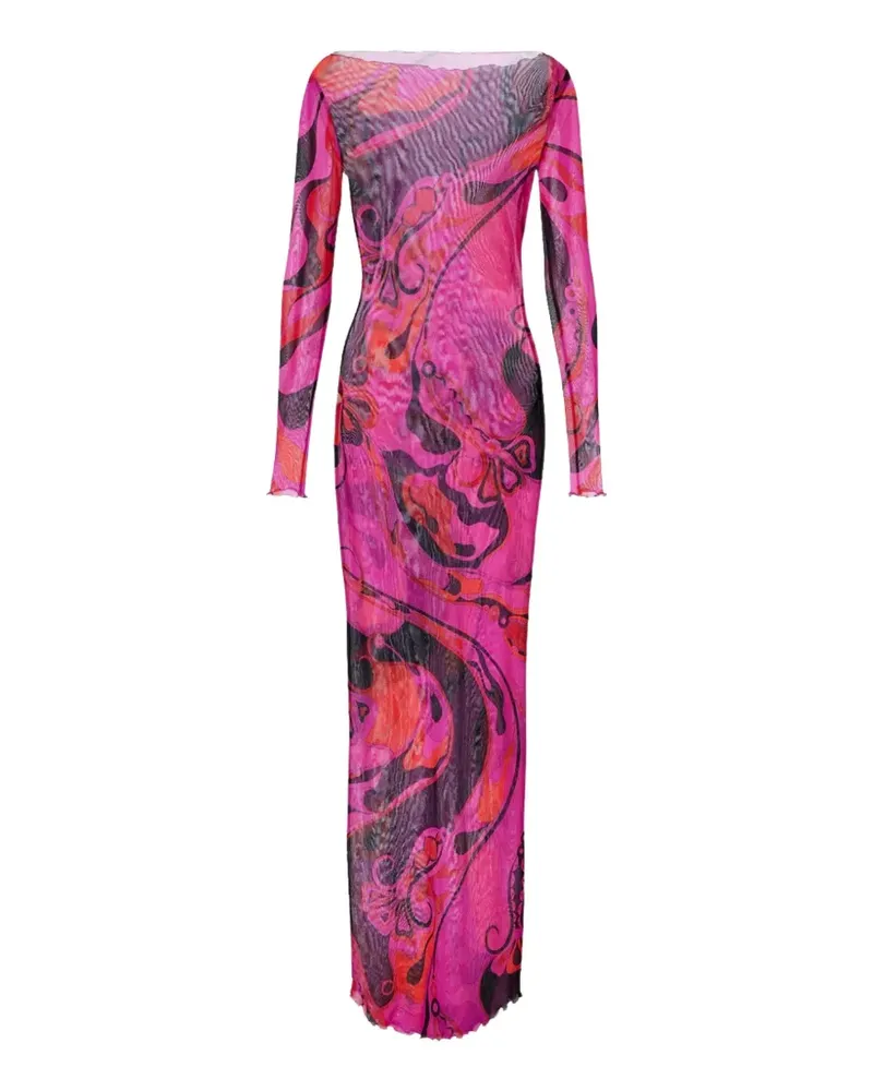 Emilio Pucci abstract-print long-sleeve maxi dress - Rosa Rosa