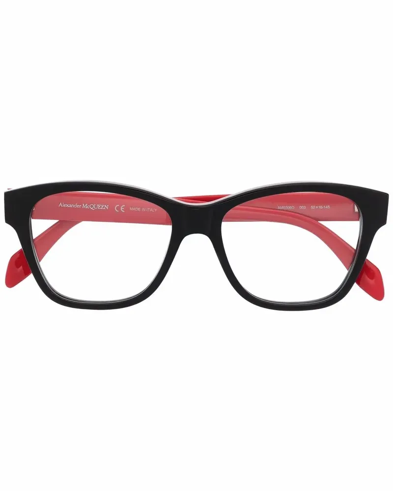 Alexander McQueen Brille mit eckigem Gestell - Schwarz Schwarz