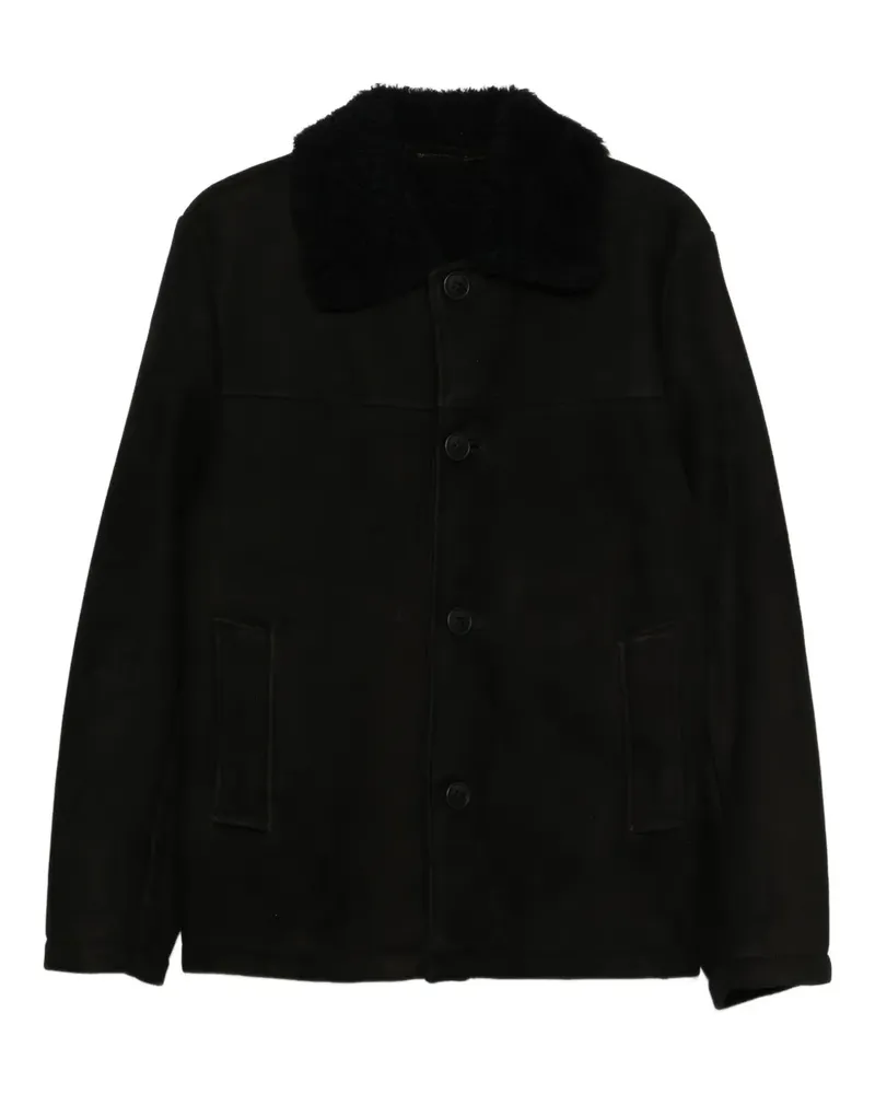 Salvatore Santoro shearling-collar coat - Schwarz Schwarz