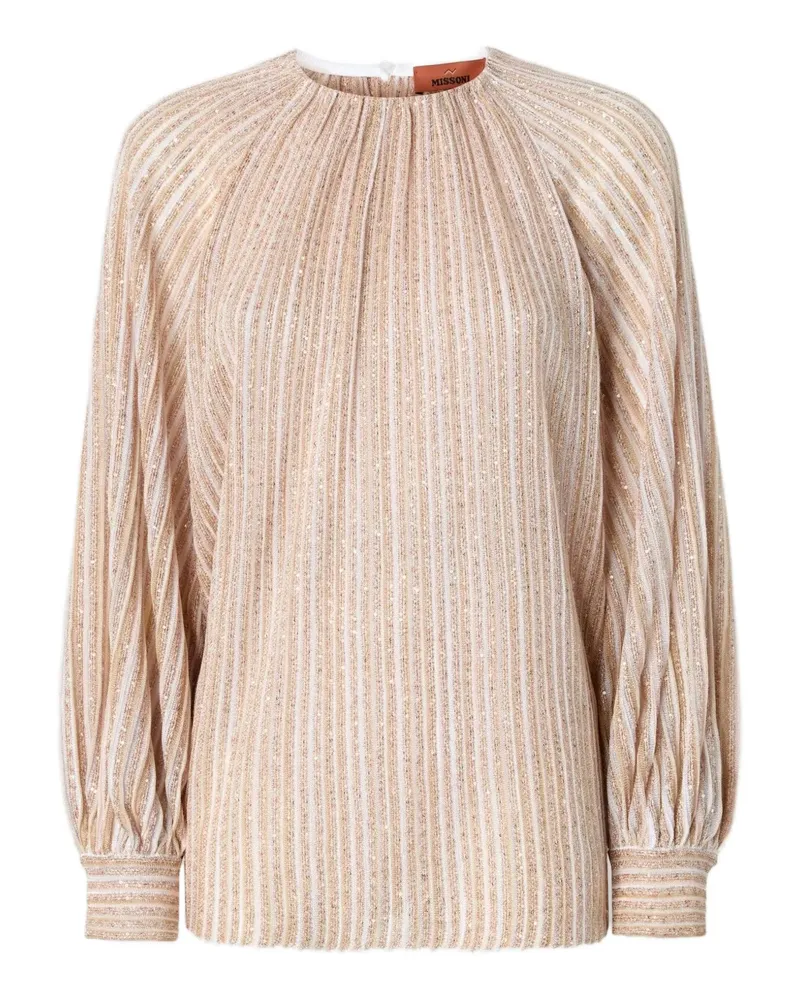 Missoni Gestreifte Bluse mit gerafftem Ausschnitt - Nude Nude