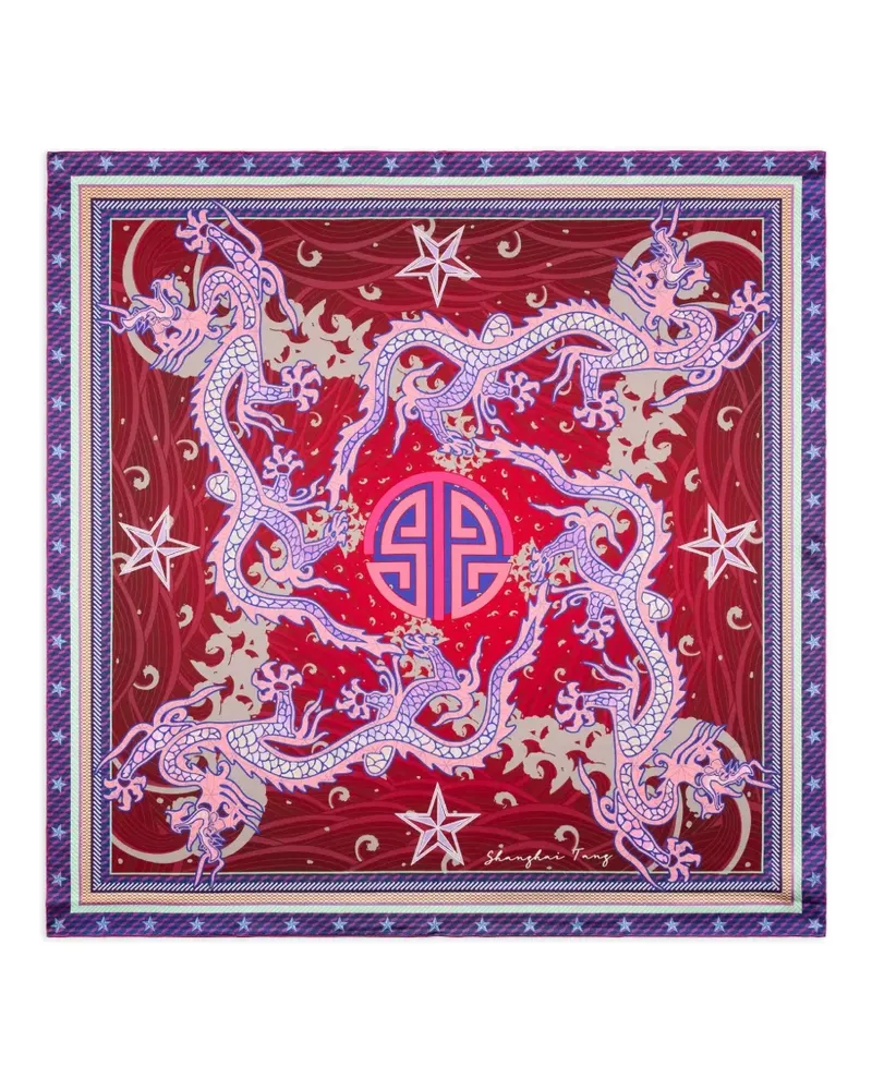 Shanghai Tang Flying Dragon silk scarf - Rot Rot
