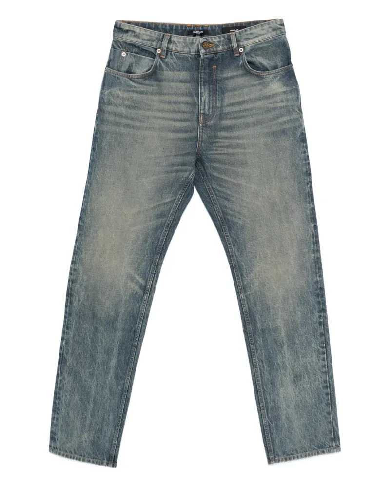 Balmain logo-patch jeans - Blau Blau