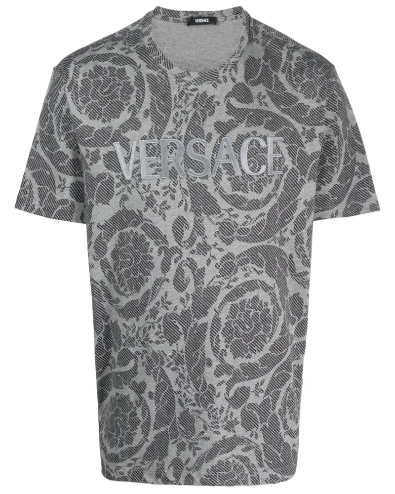 Versace T-Shirt mit Barocco Silhouette-Print - Grau Grau