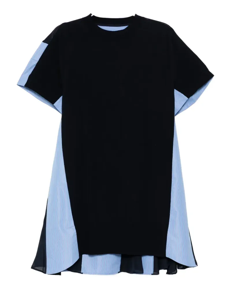 Sacai poplin x cotton kinitted dress - Blau Blau