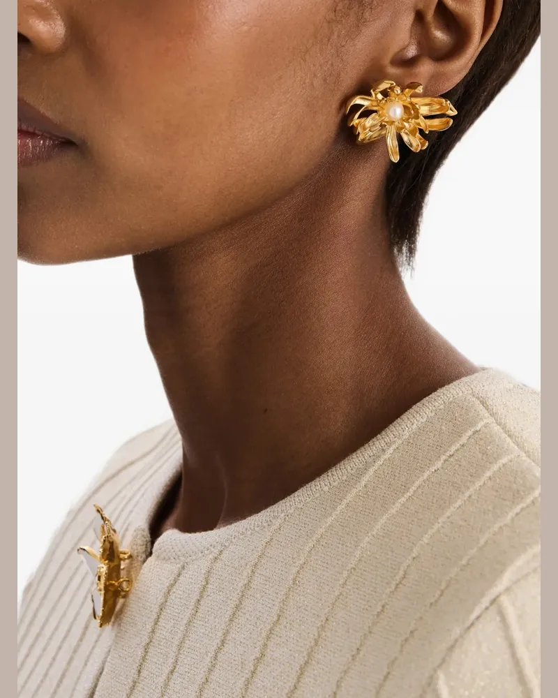 Oscar de la Renta Chrysanthemum earrings - Gold Gold