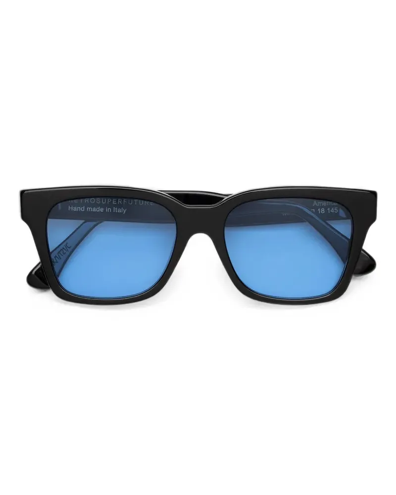 RETROSUPERFUTURE America Sonnenbrille mit eckigem Gestell - Schwarz Schwarz