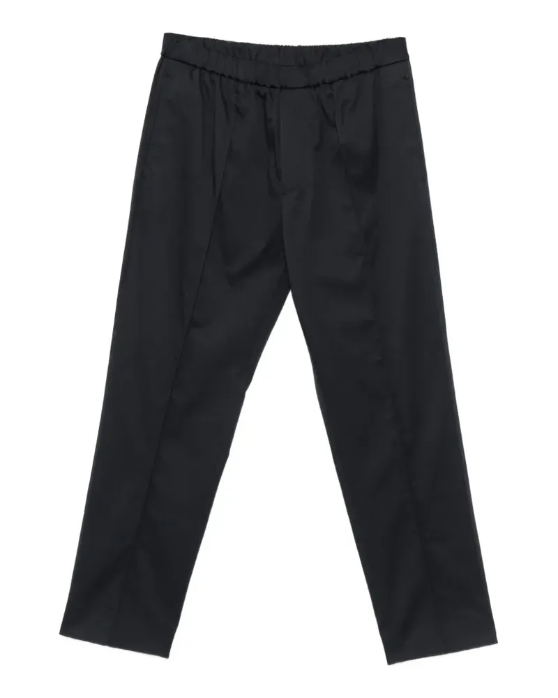 Paolo Pecora Milano elasticated-waistband pressed-crease trousers - Schwarz Schwarz
