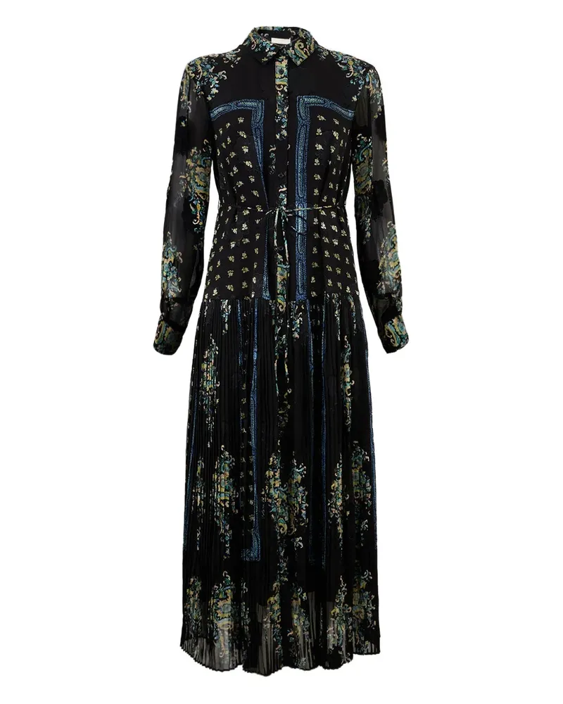 Ulla Johnson Emilie Hemdkleid mit langen Ärmeln - Schwarz Schwarz