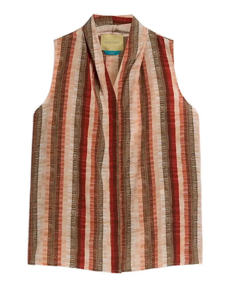 Momoni Gestreiftes Kiri Hemd mit V-Ausschnitt - Orange Orange