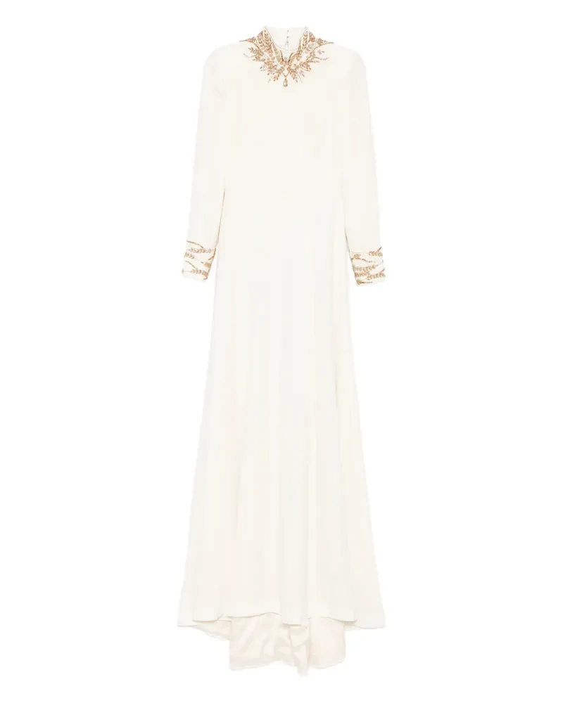 Dina Melwani Maxikleid mit besticktem Ausschnitt - Nude Nude