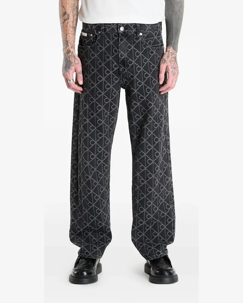 Calvin Klein buttoned patterned jeans - Schwarz Schwarz