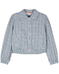 HUGO BOSS Tweed-Jacke mit Karomuster Blau