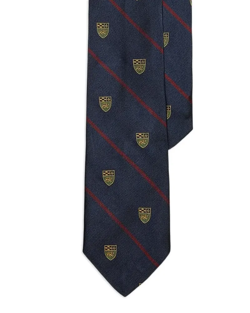 Ralph Lauren Gestreifte Seidenkrawatte mit Löwenwappen - Blau Blau