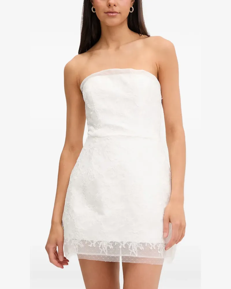 Bardot Schulterfreies Franca Minikleid aus Spitze mit Hourgrass-Form - Weiß Weiß