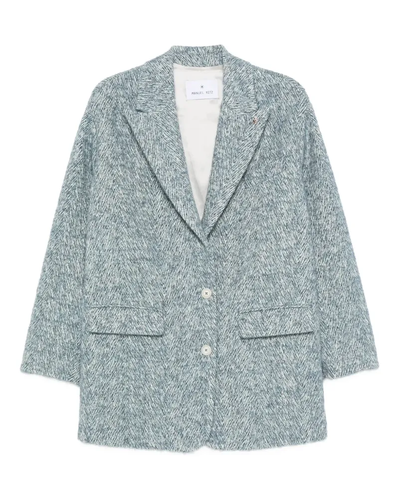 Manuel Ritz Tweed-Jacke mit Zickzackmuster - Blau Blau