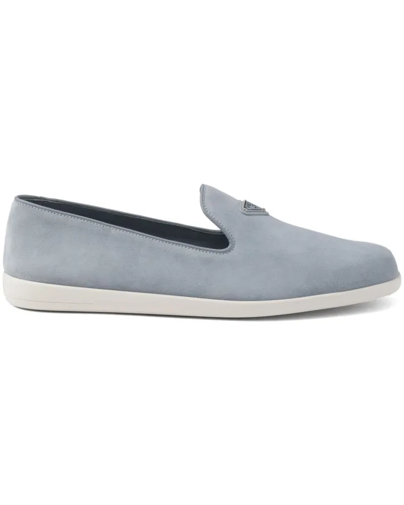 Prada Loafer aus Wildleder mit Logo Blau