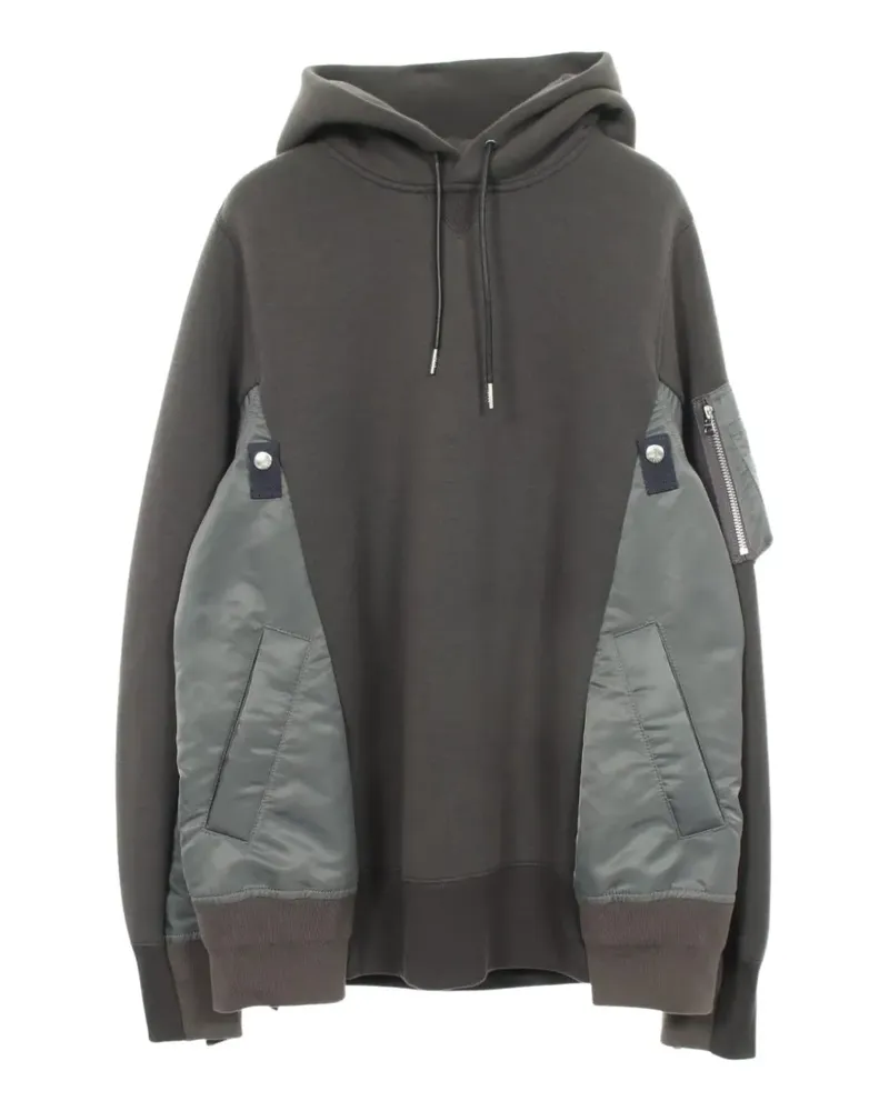 Sacai 2000s Hoodie mit Twill-Docking - Grau Grau