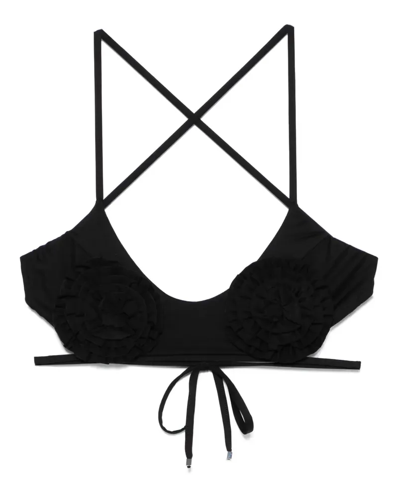 Blumarine Bikinioberteil mit Blumenapplikation - Schwarz Schwarz