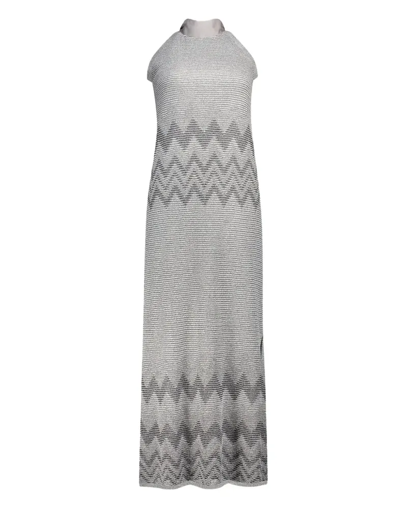 D.EXTERIOR Neckholder-Kleid in Metallic-Strick - Grau Grau