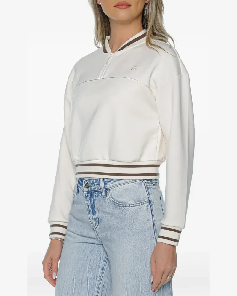 Armani Exchange striped-trim quarter-zip sweatshirt - Weiß Weiß