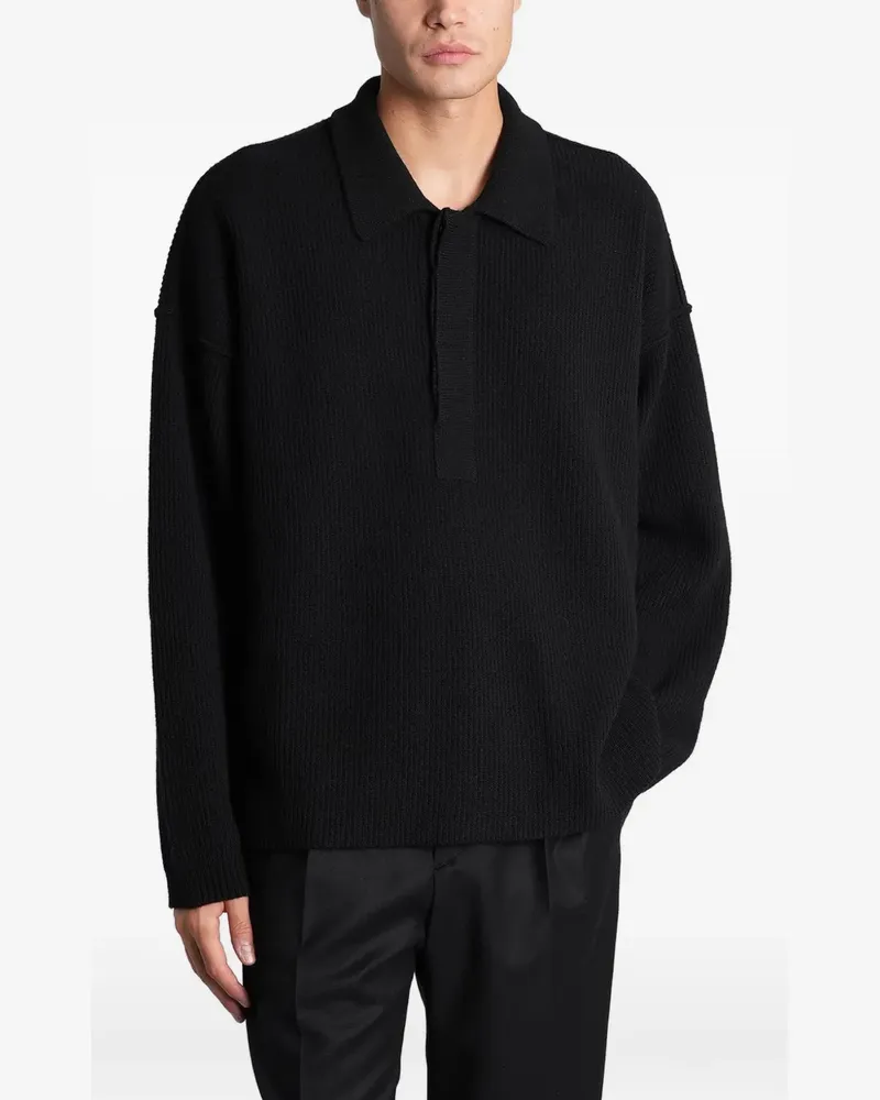 Roberto Collina Poloshirt aus geripptem Strick - Schwarz Schwarz