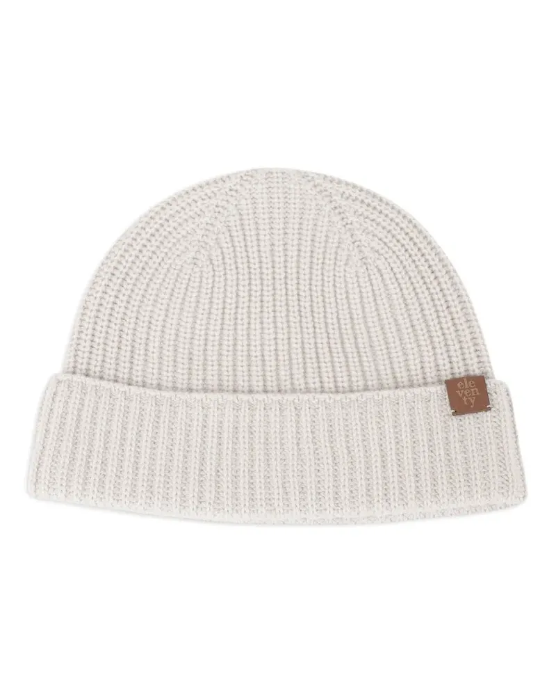 Eleventy Gerippte Beanie mit Umschlag - Weiß Weiß