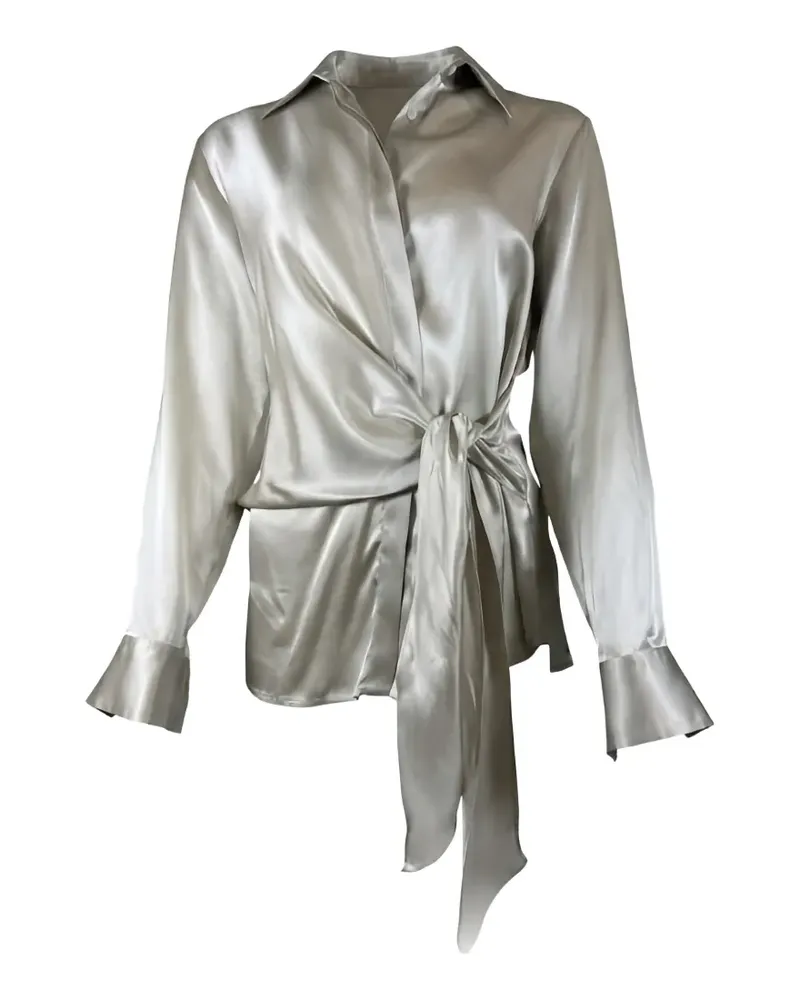 Antonelli Firenze satin-finish tie-fastening shirt - Silber Silber