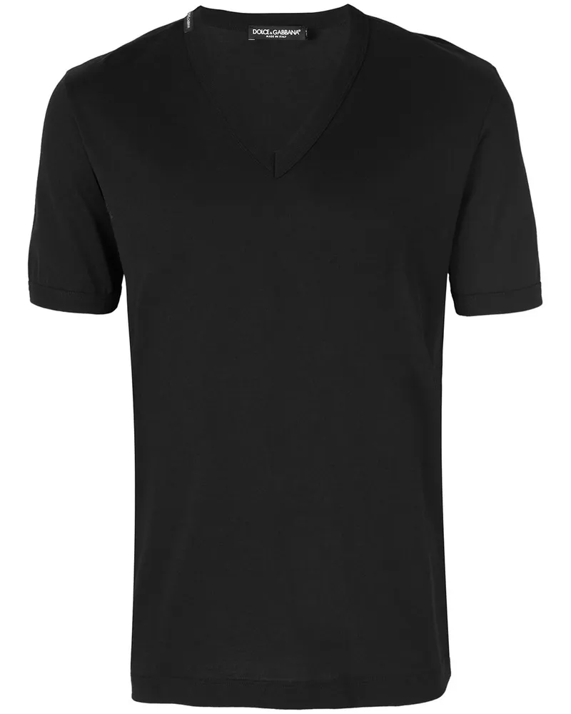 Dolce & Gabbana T-Shirt mit V-Ausschnitt - Schwarz Schwarz
