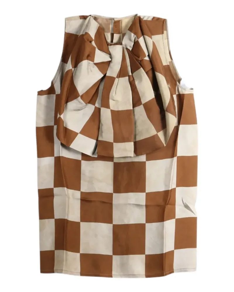 Uma Wang check-print oversized-bow top - Braun Braun