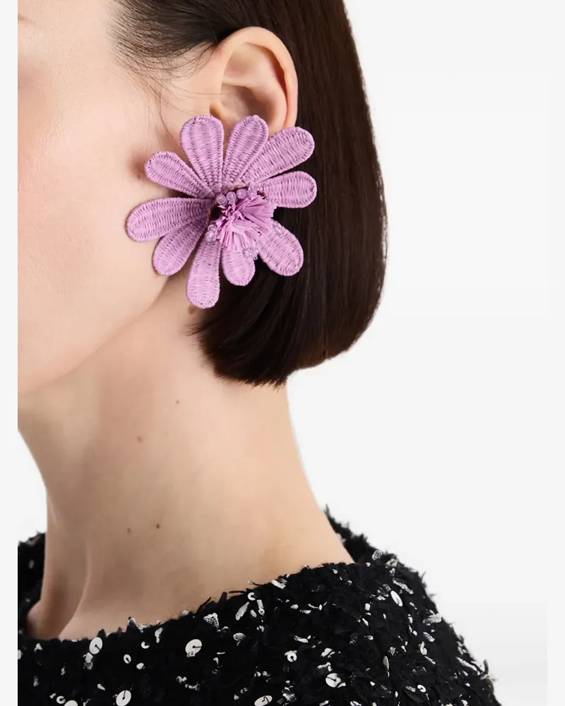 Oscar de la Renta Flower clip-on earrings - Violett Violett