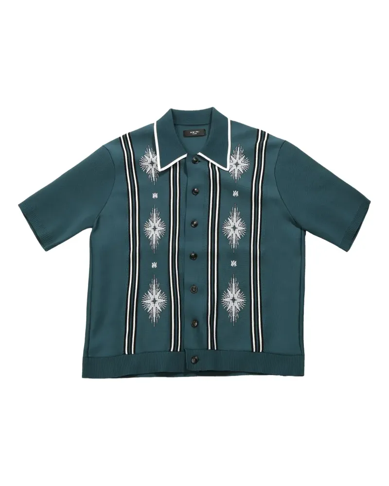 Amiri intarsia-knit shirt - Blau Blau