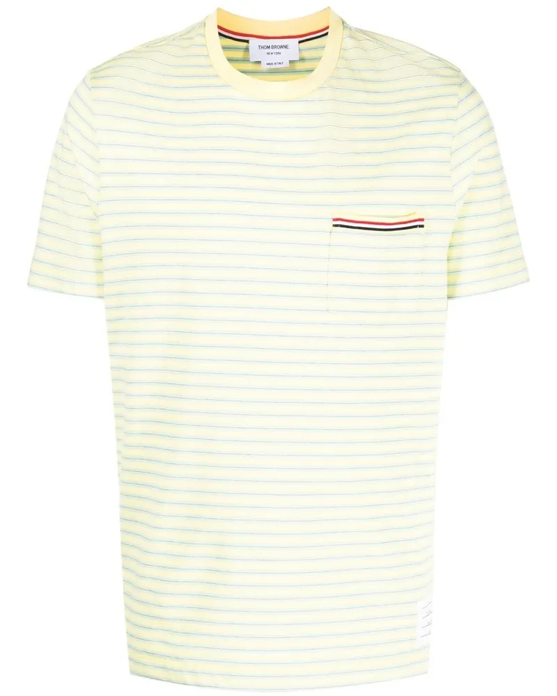 Thom Browne Gestreiftes T-Shirt Grün