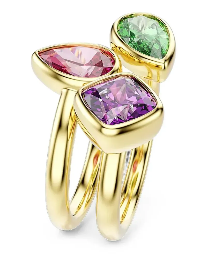 Swarovski crystal-embellished stacked rings - Gold Gold