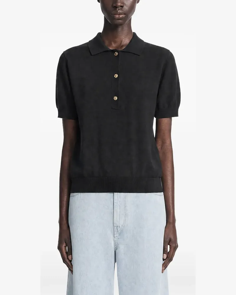 Max Mara Max Mara Poloshirt aus geripptem Strick - Schwarz Schwarz