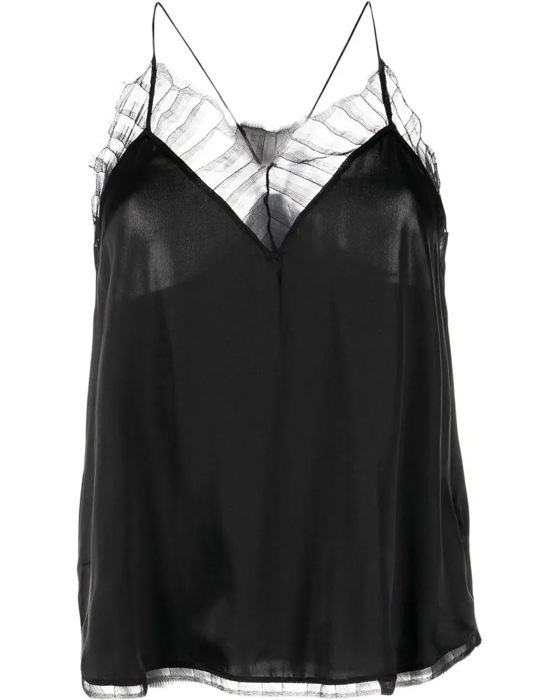 IRO Seidentop mit Spitze - Schwarz Schwarz