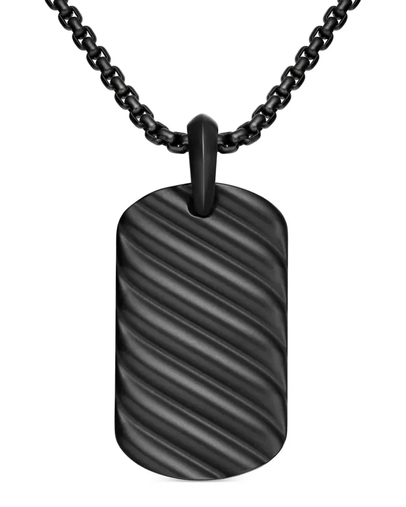 David Yurman Sculpted Cable Tag (35mm) - Schwarz Schwarz