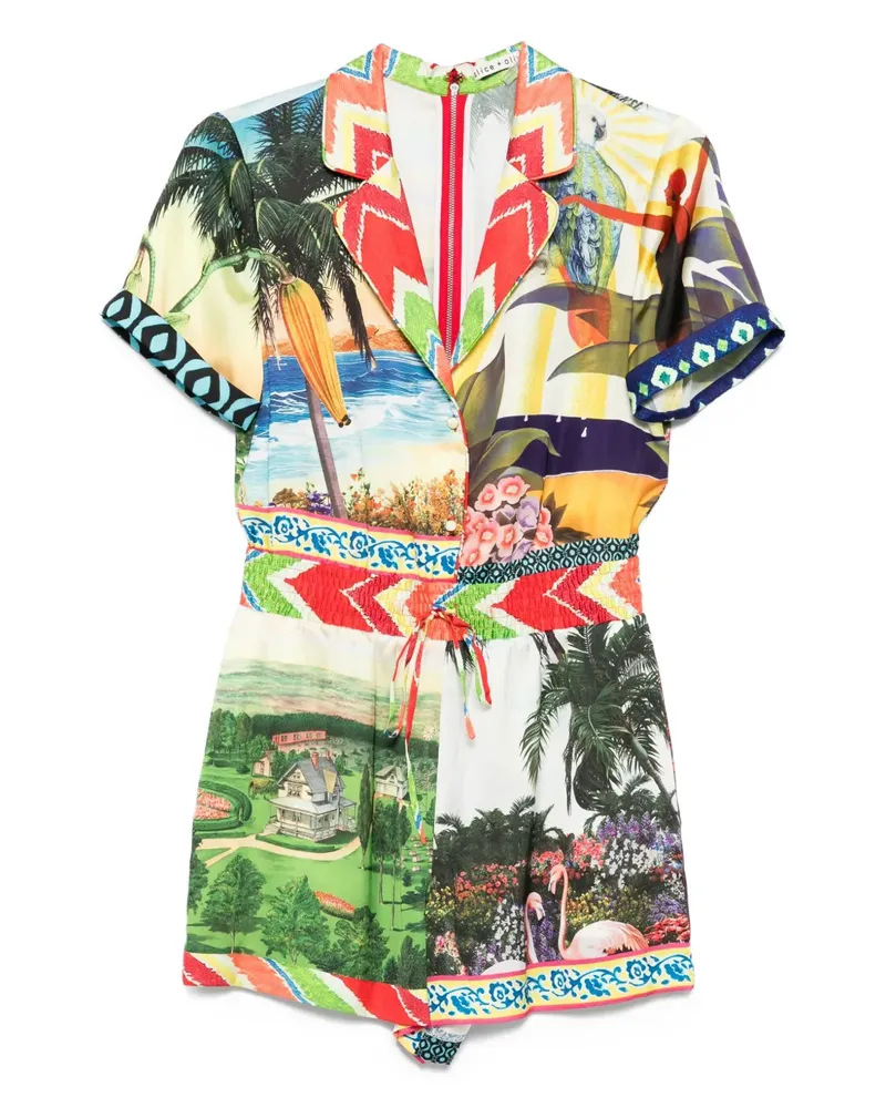 Alice + Olivia Leighton Jumpsuit mit Patchwork-Print - Grün Grün