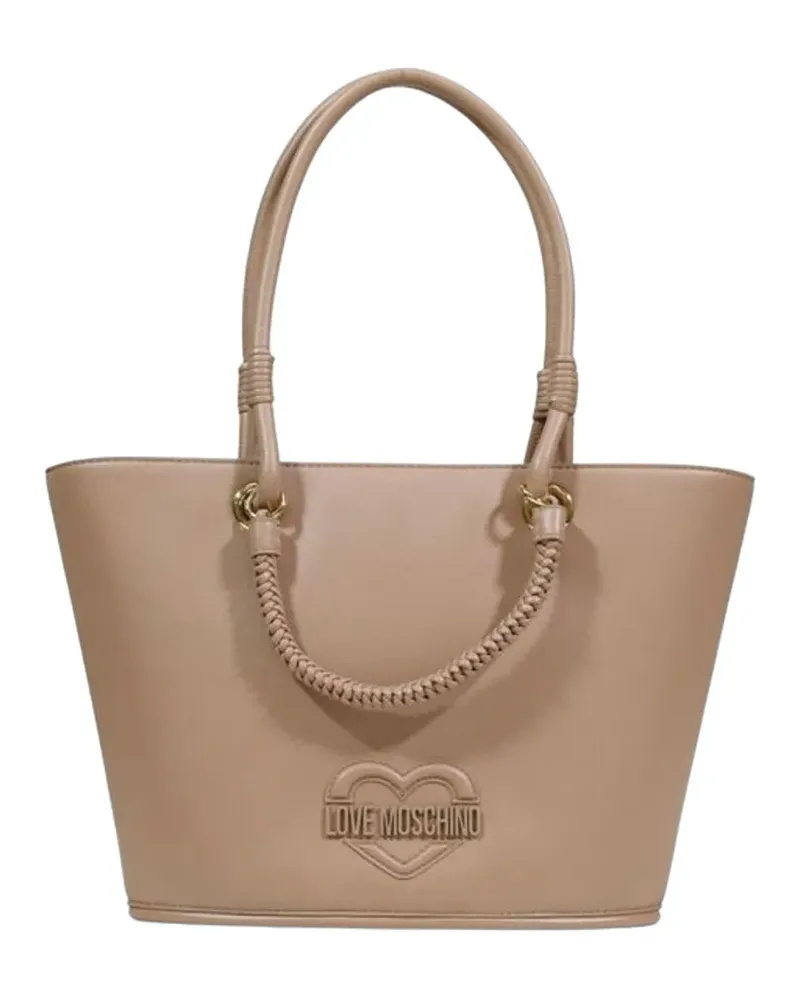 Moschino heart logo-plaque tote bag - Nude Nude