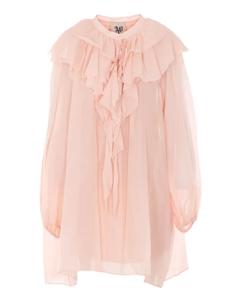 Aniye By Carmen ruffled tie neck mini dress - Rosa Rosa