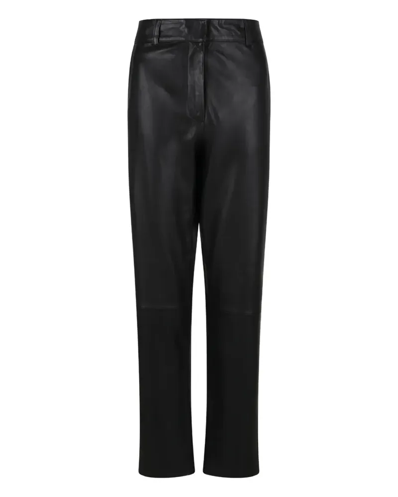 Selected Lederhose mit geradem Bein - Schwarz Schwarz