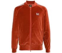logo-embroidered velour track jacket