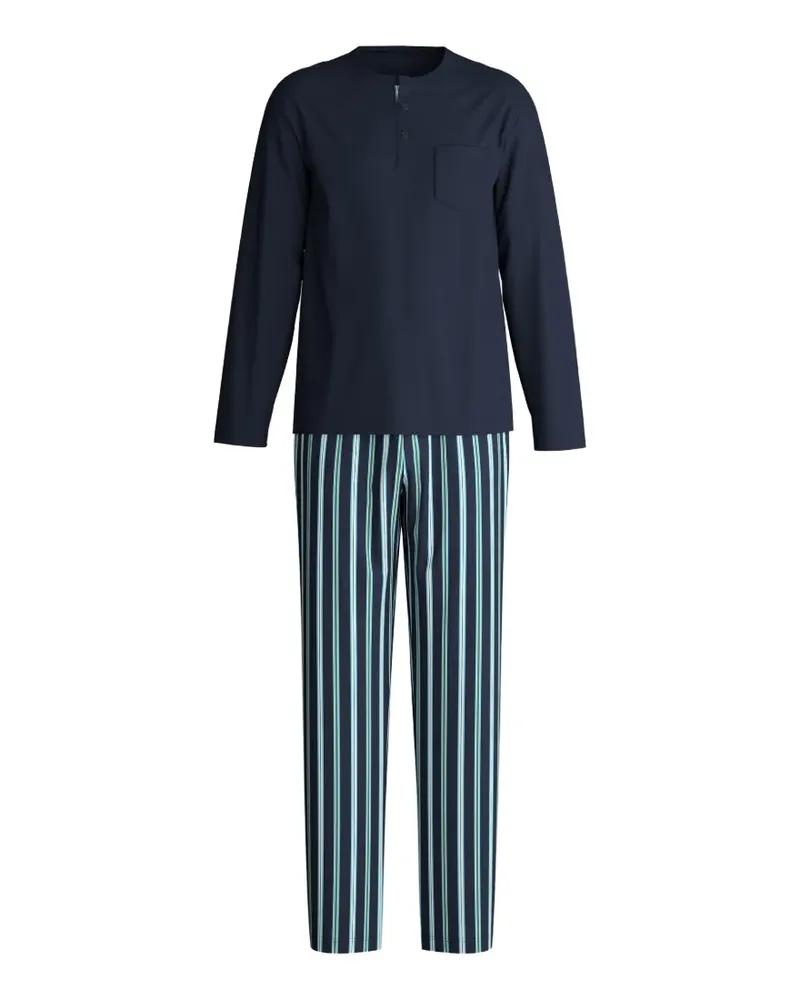 Calida Gestreifter Pyjama - Blau Blau