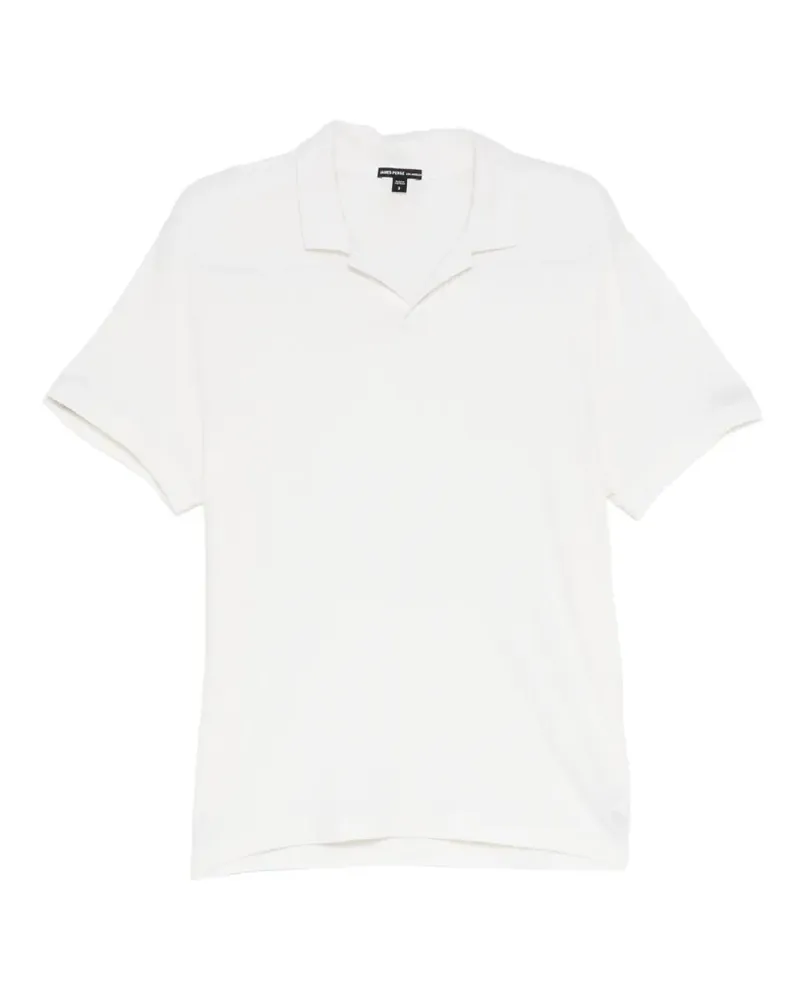 James Perse Kurzärmeliges Poloshirt mit offenem Kragen - Weiß Weiß